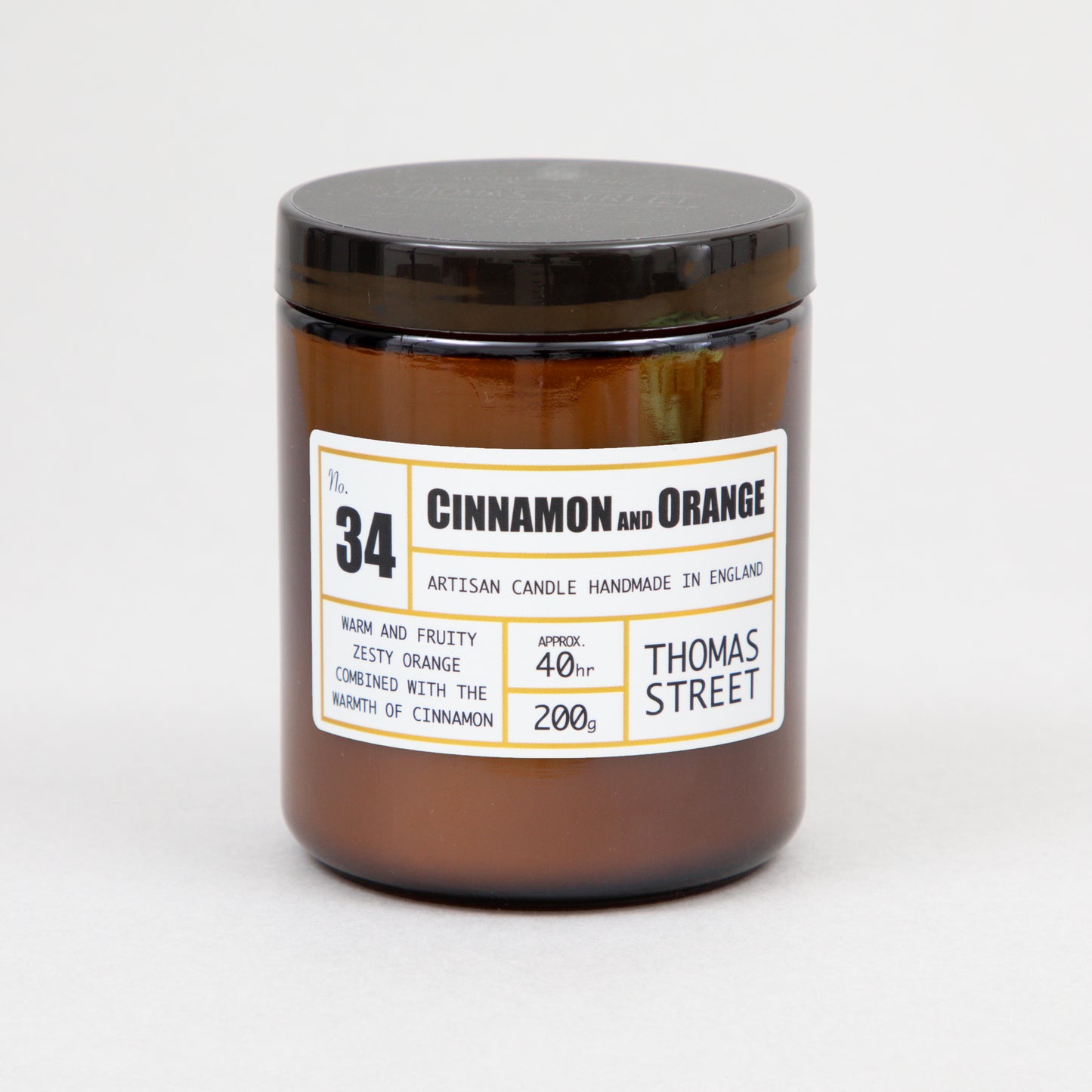 THOMAS STREET CANDLES #34 Cinnamon & Orange Glass Candle (200g)