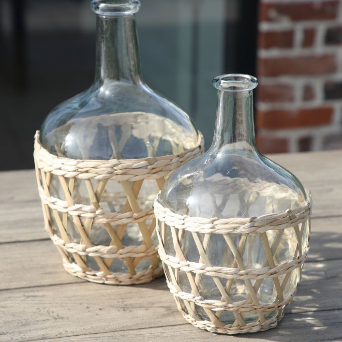 Maluku Bottle Glass & SeaGrass Vase