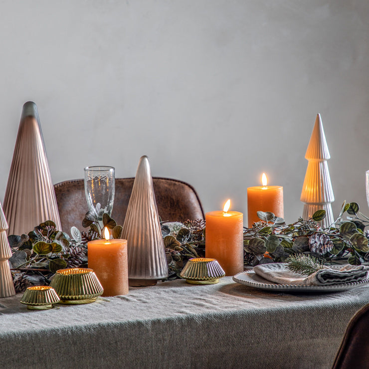 Ribbed Glass Christmas Tree Table Decor in BROWN (Large)