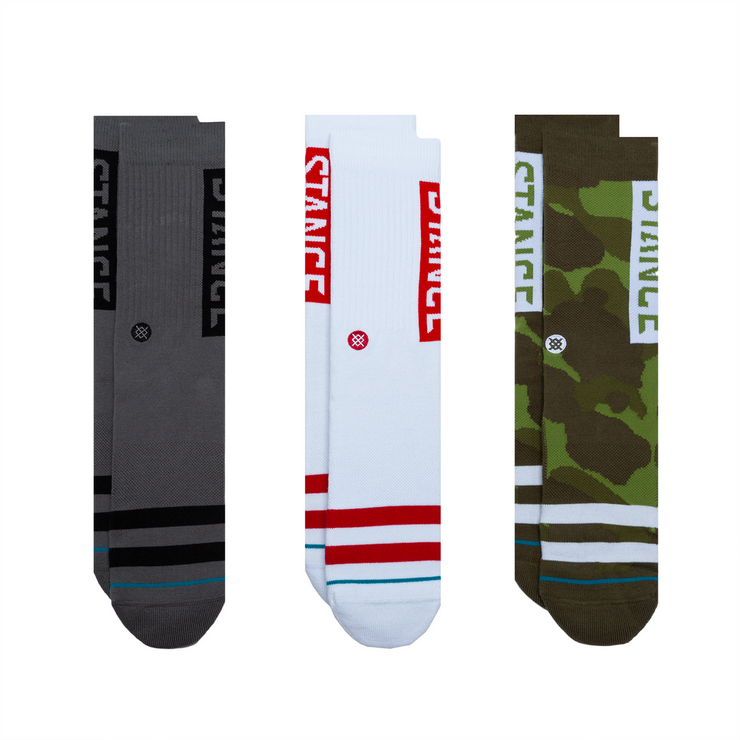 STANCE 3 Pack Staple OG Crew Socks in MULTI CAMO