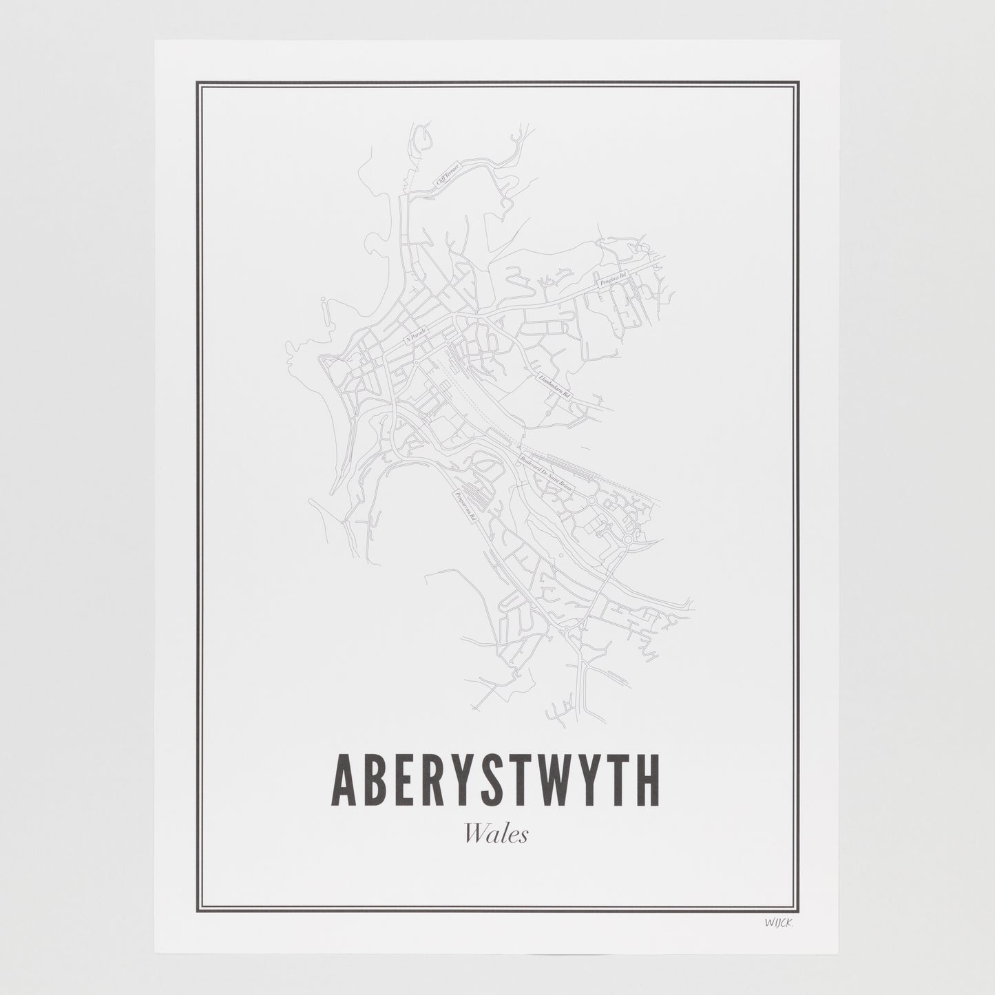 Aberystwyth Map Poster Print : 40 x 50 cm