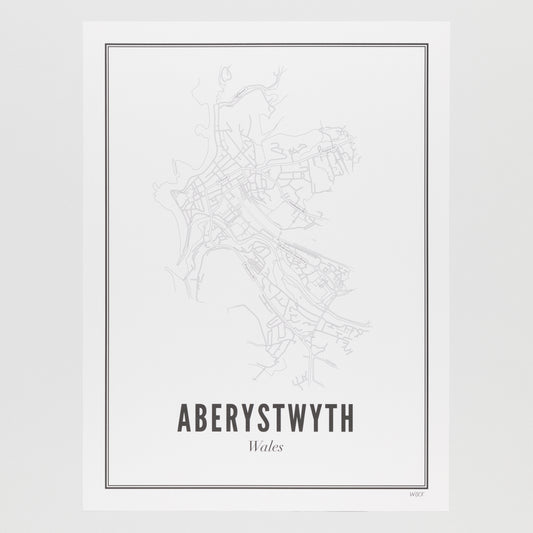 Aberystwyth Map Poster Print : 50 x 70 cm