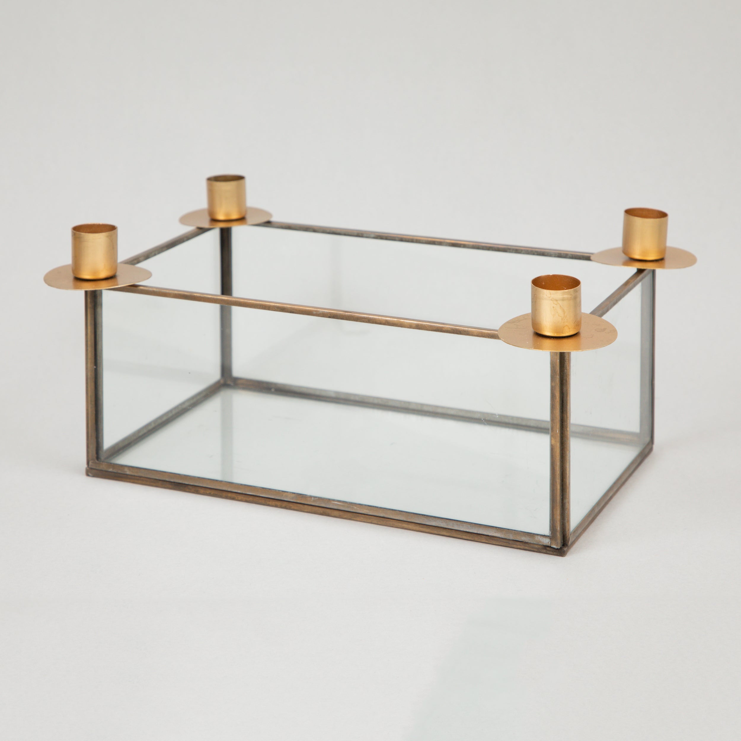 MADAM STOLTZ Glass Box Christmas Candle Display