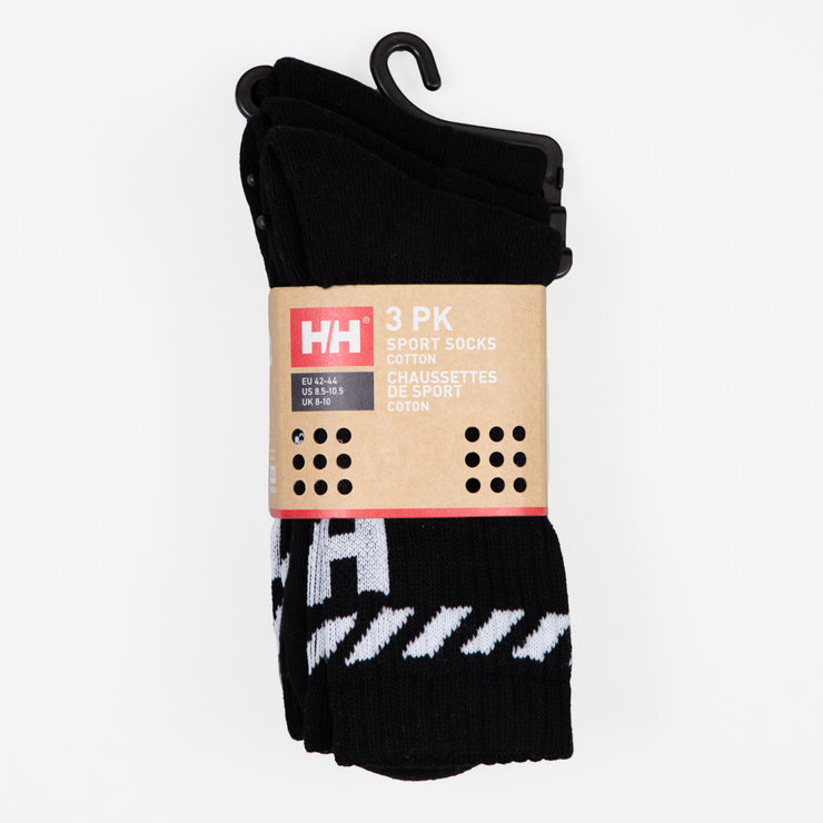 HELLY HANSEN Cotton Sport 3 Pack Socks in BLACK