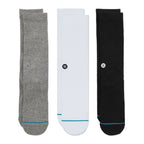 STANCE Icon 3 Pack Socks in BLACK, WHITE & GREY
