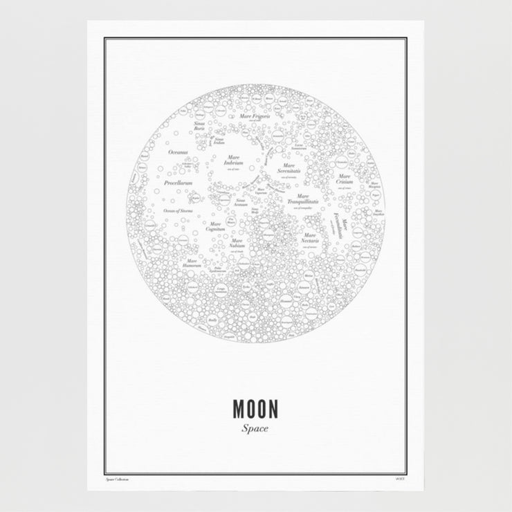 Map of the Moon Print in WHITE (40 x 50cm)