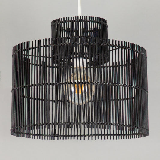 LIGHT & LIVING Rodger Bamboo Light Shade in BLACK (40cm Diameter)