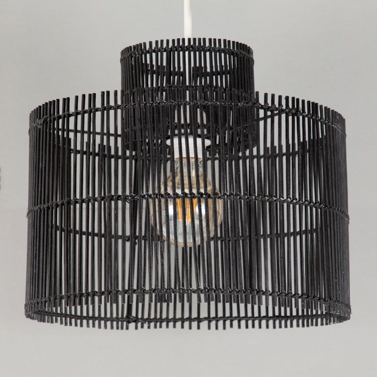 LIGHT & LIVING Rodger Bamboo Light Shade in BLACK (40cm Diameter)