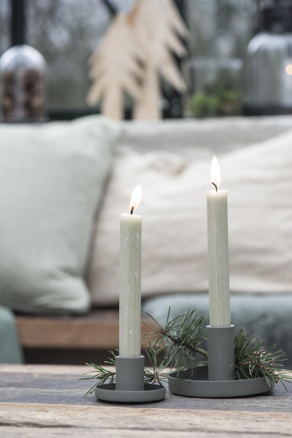 Ib Laursen Dinner Candle Holder in DUSTY GREEN - Pack of 2