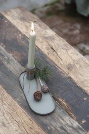 Ib Laursen Oval Dinner Candle Holder in DUSTY GREEN