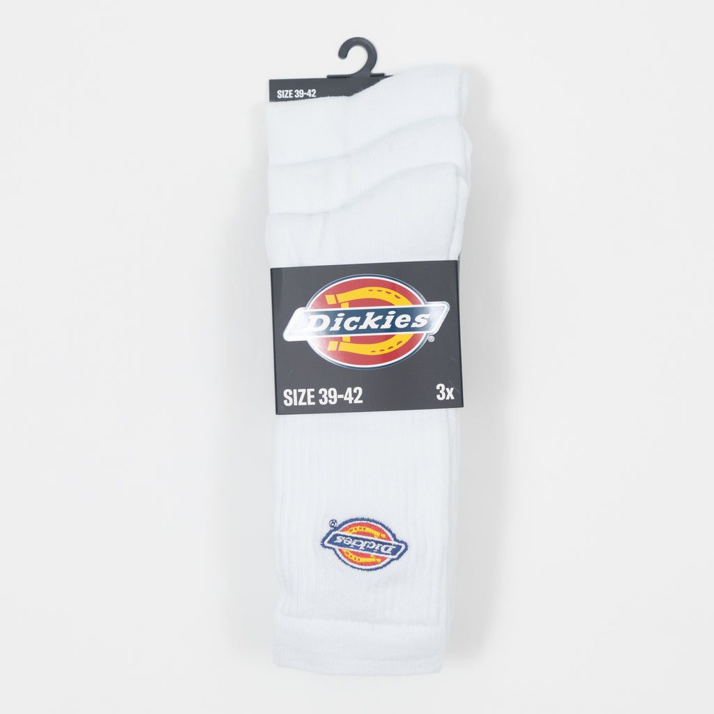 DICKIES 3 Pack Valley Grove Logo Socks in WHITE