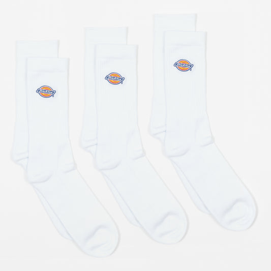 DICKIES 3 Pack Valley Grove Logo Socks in WHITE