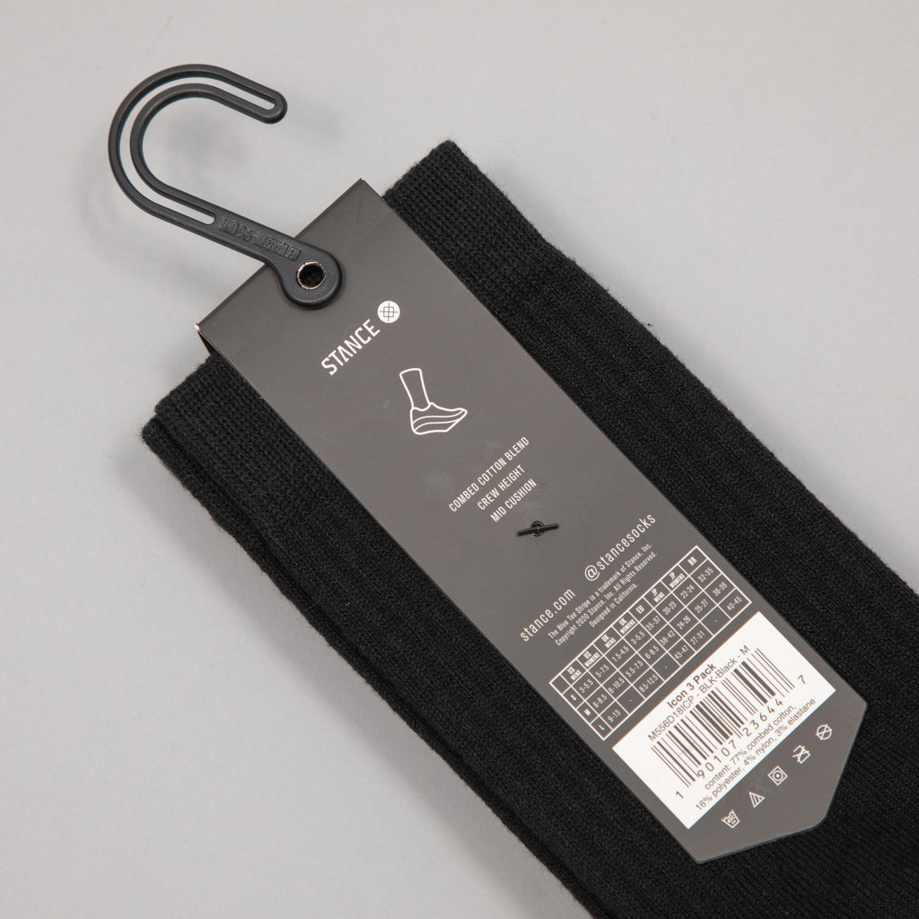 STANCE Icon 3 Pack Socks in BLACK