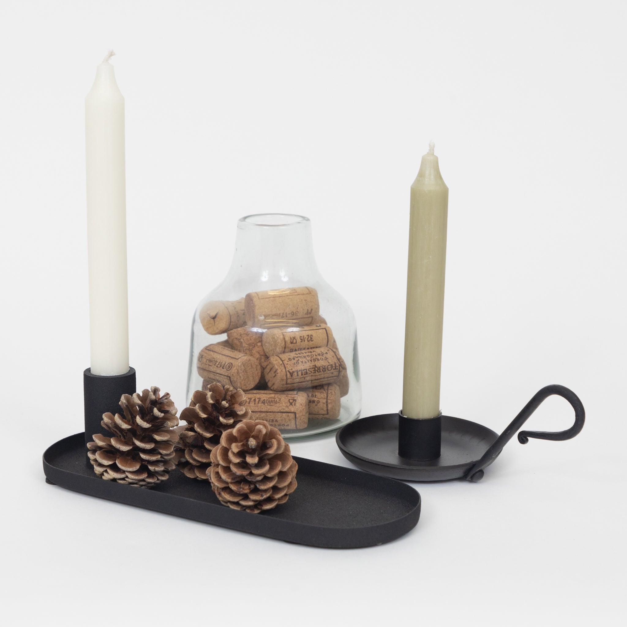 Ib Laursen Oval Dinner Candle Holder in BLACK