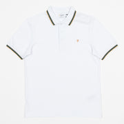 FARAH Alvin Tipped Collar Short Sleeve Polo Shirt in WHITE