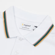 FARAH Alvin Tipped Collar Short Sleeve Polo Shirt in WHITE