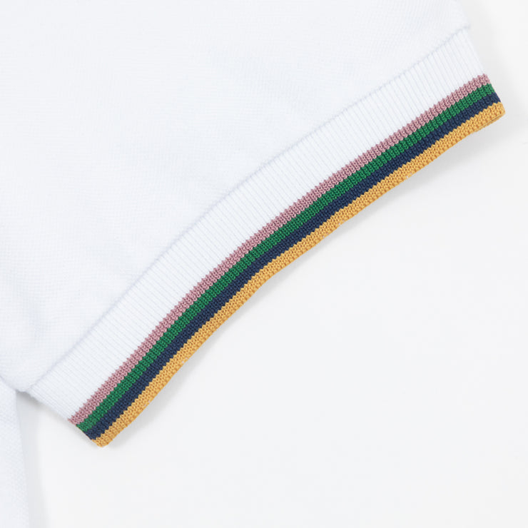 FARAH Alvin Tipped Collar Short Sleeve Polo Shirt in WHITE