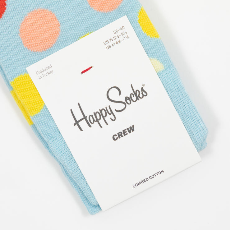 HAPPY SOCKS Big Dot Crew Socks in LIGHT BLUE