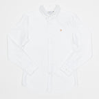 FARAH Brewer Slim Fit Organic Cotton Oxford Shirt in WHITE