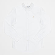 FARAH Brewer Slim Fit Organic Cotton Oxford Shirt in WHITE