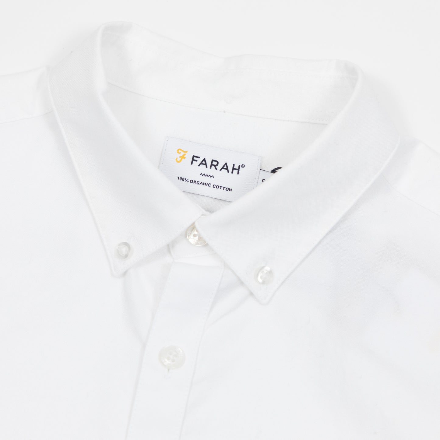 FARAH Brewer Slim Fit Organic Cotton Oxford Shirt in WHITE