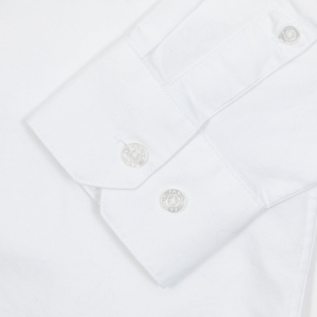 FARAH Brewer Slim Fit Organic Cotton Oxford Shirt in WHITE