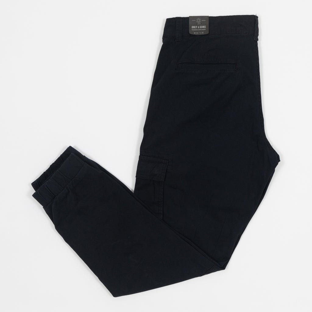 Mens ONLY SONS Black Cargo Pants CACTWS UK