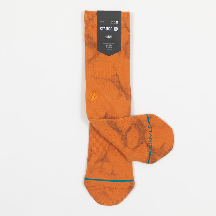 STANCE Claze Tie Dye Crew Socks in ORANGE