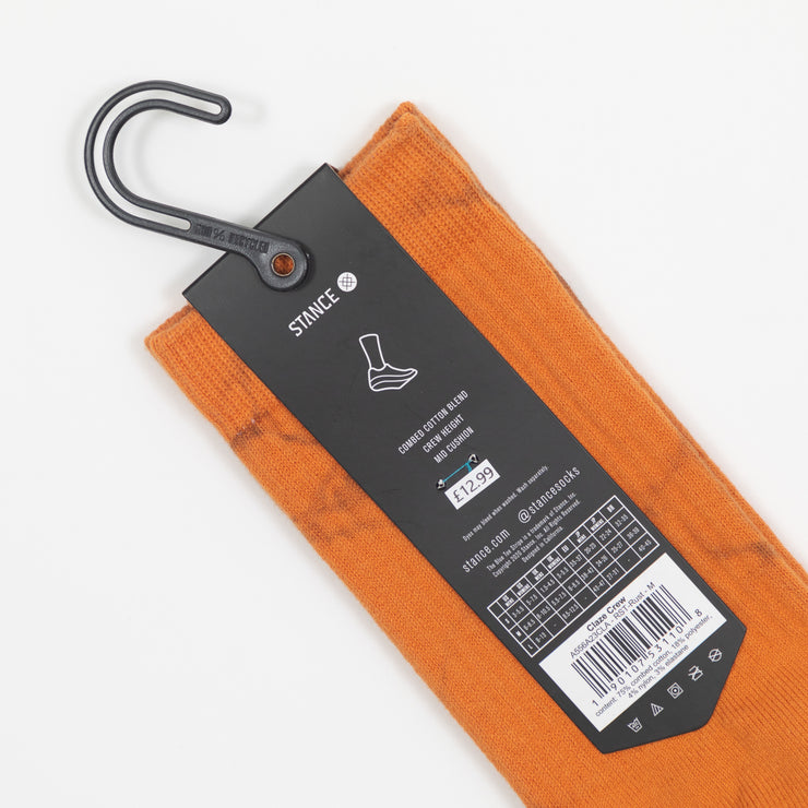 STANCE Claze Tie Dye Crew Socks in ORANGE