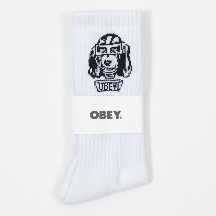 OBEY Dog Socks in WHITE