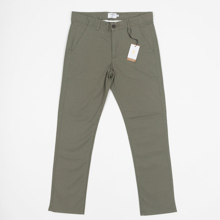 FARAH Elm Regular Fit Organic Cotton Twill Chinos in VINTAGE GREEN
