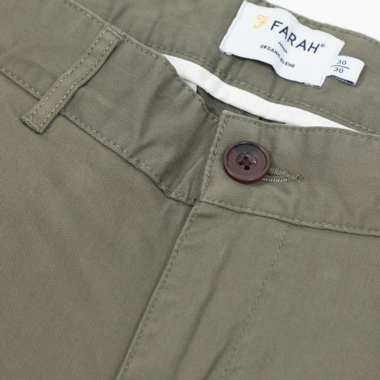 FARAH Elm Regular Fit Organic Cotton Twill Chinos in VINTAGE GREEN