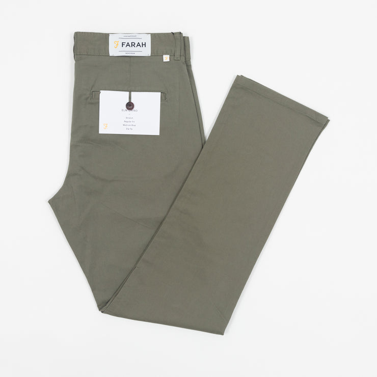 FARAH Elm Regular Fit Organic Cotton Twill Chinos in VINTAGE GREEN