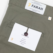 FARAH Elm Regular Fit Organic Cotton Twill Chinos in VINTAGE GREEN