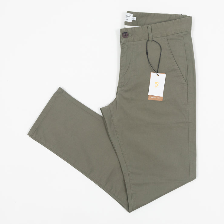 FARAH Elm Regular Fit Organic Cotton Twill Chinos in VINTAGE GREEN