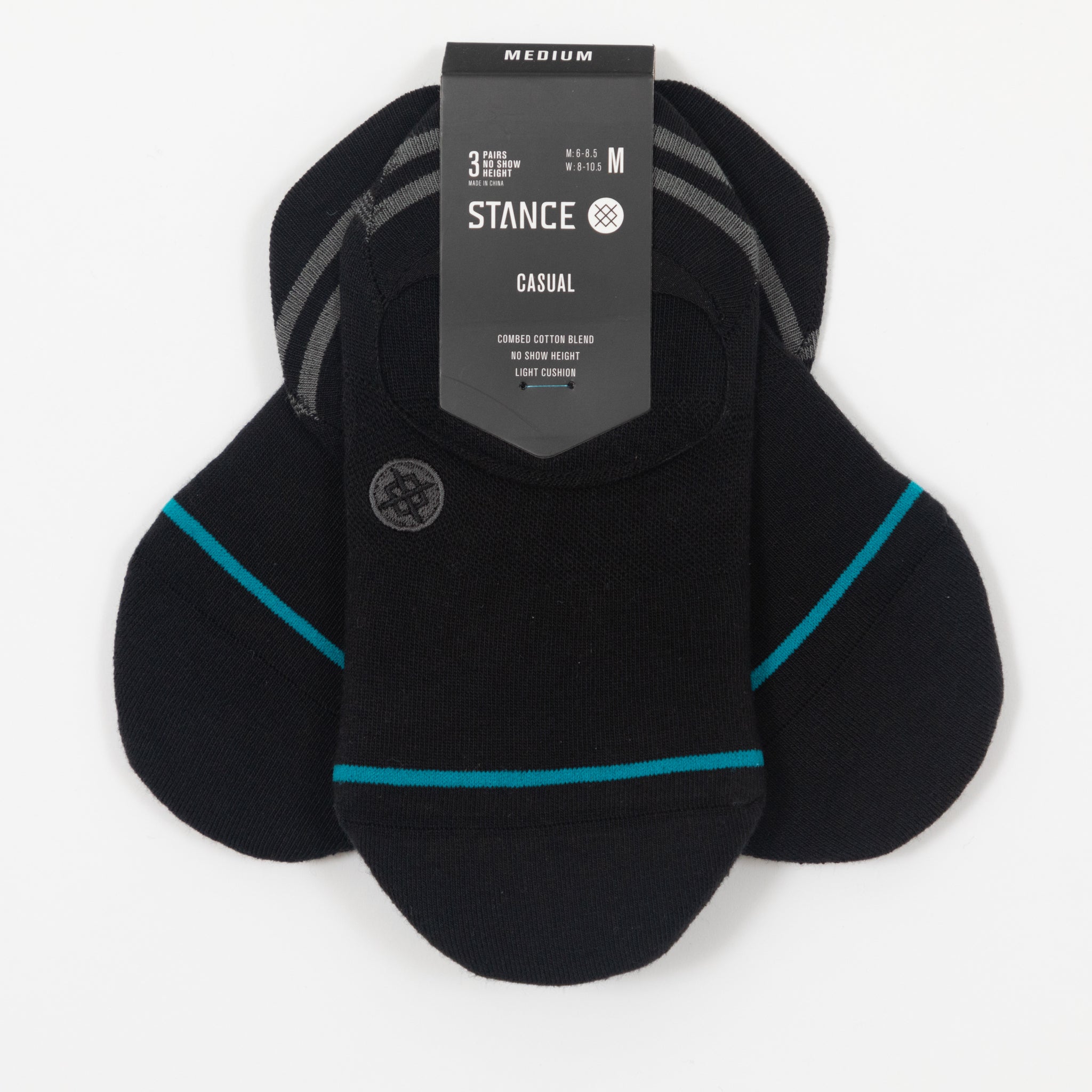 STANCE 3 Pack No Show Socks in BLACK