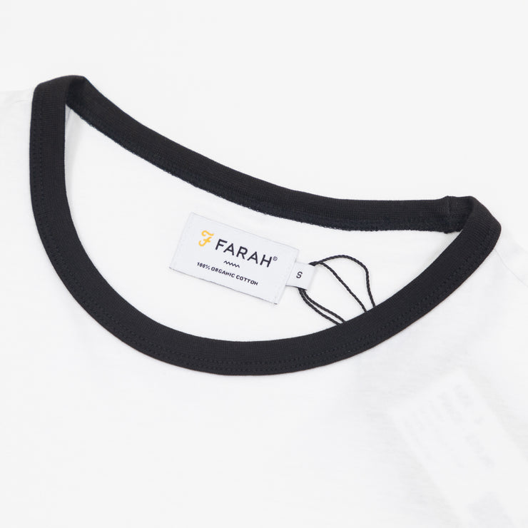 FARAH Groves Ringer Organic Cotton T-Shirt in WHITE