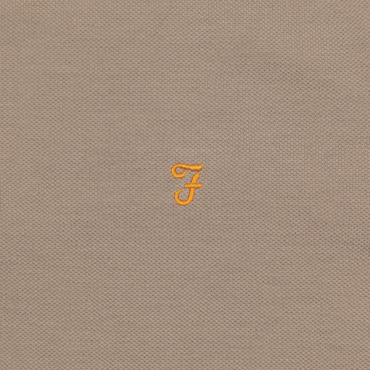 FARAH Haslam Long Sleeve Polo Shirt in SMOKY BROWN