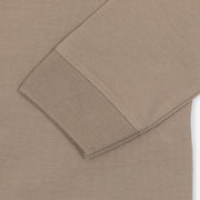 FARAH Haslam Long Sleeve Polo Shirt in SMOKY BROWN