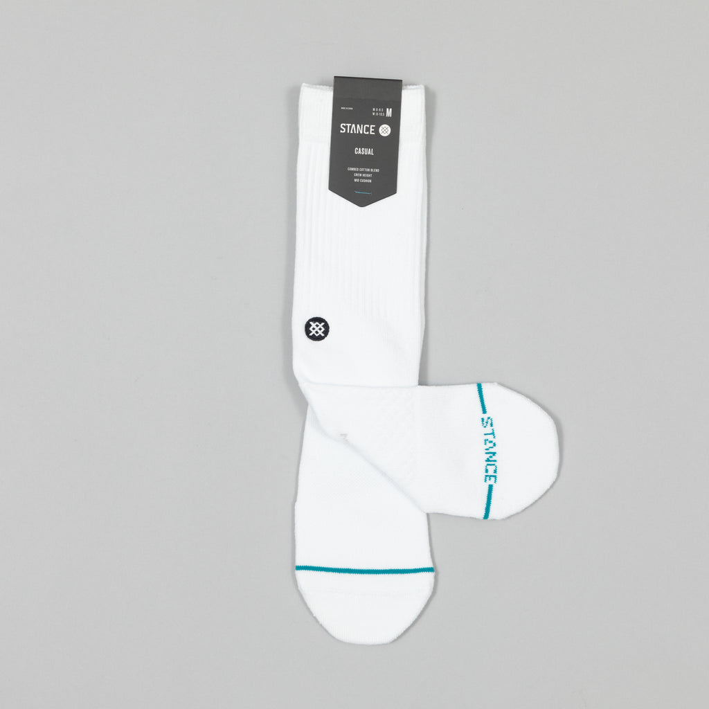 STANCE Icon Classic Crew Socks in WHITE
