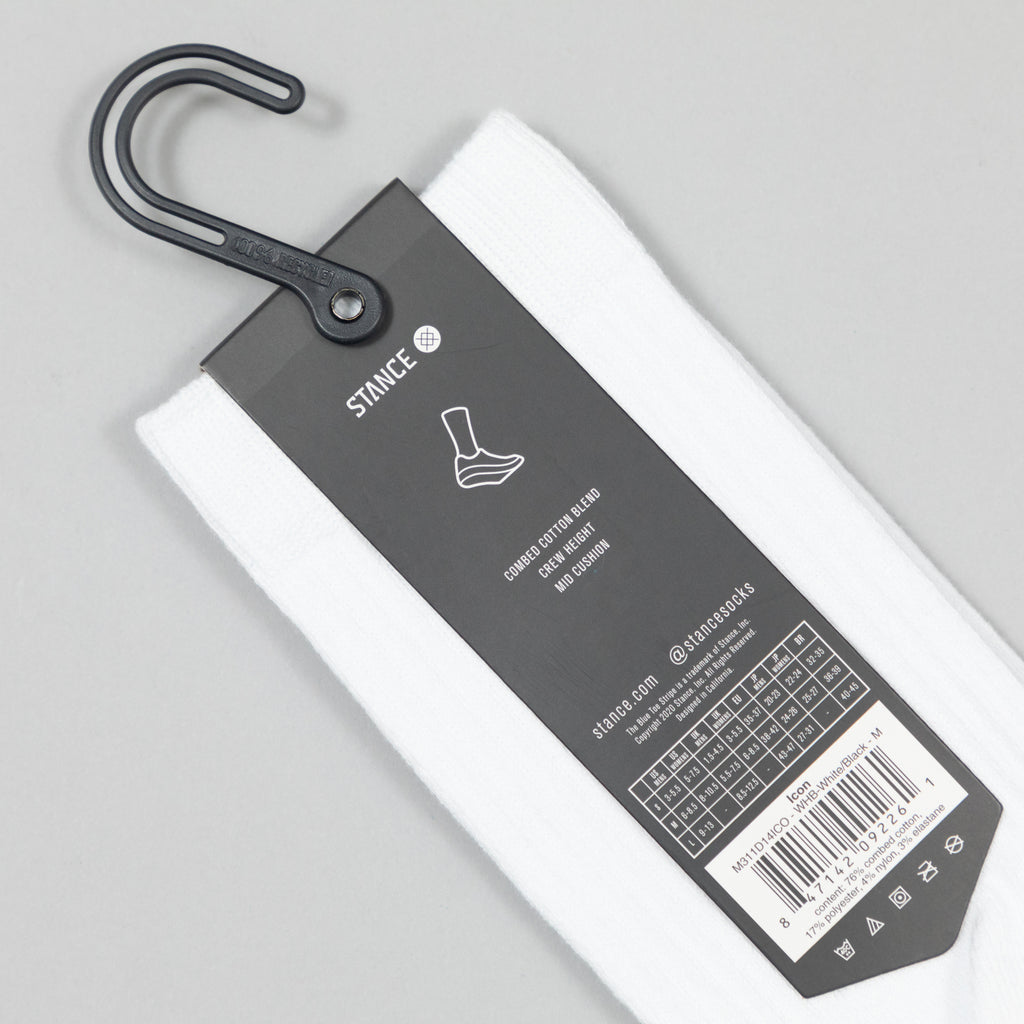STANCE Icon Classic Crew Socks in WHITE