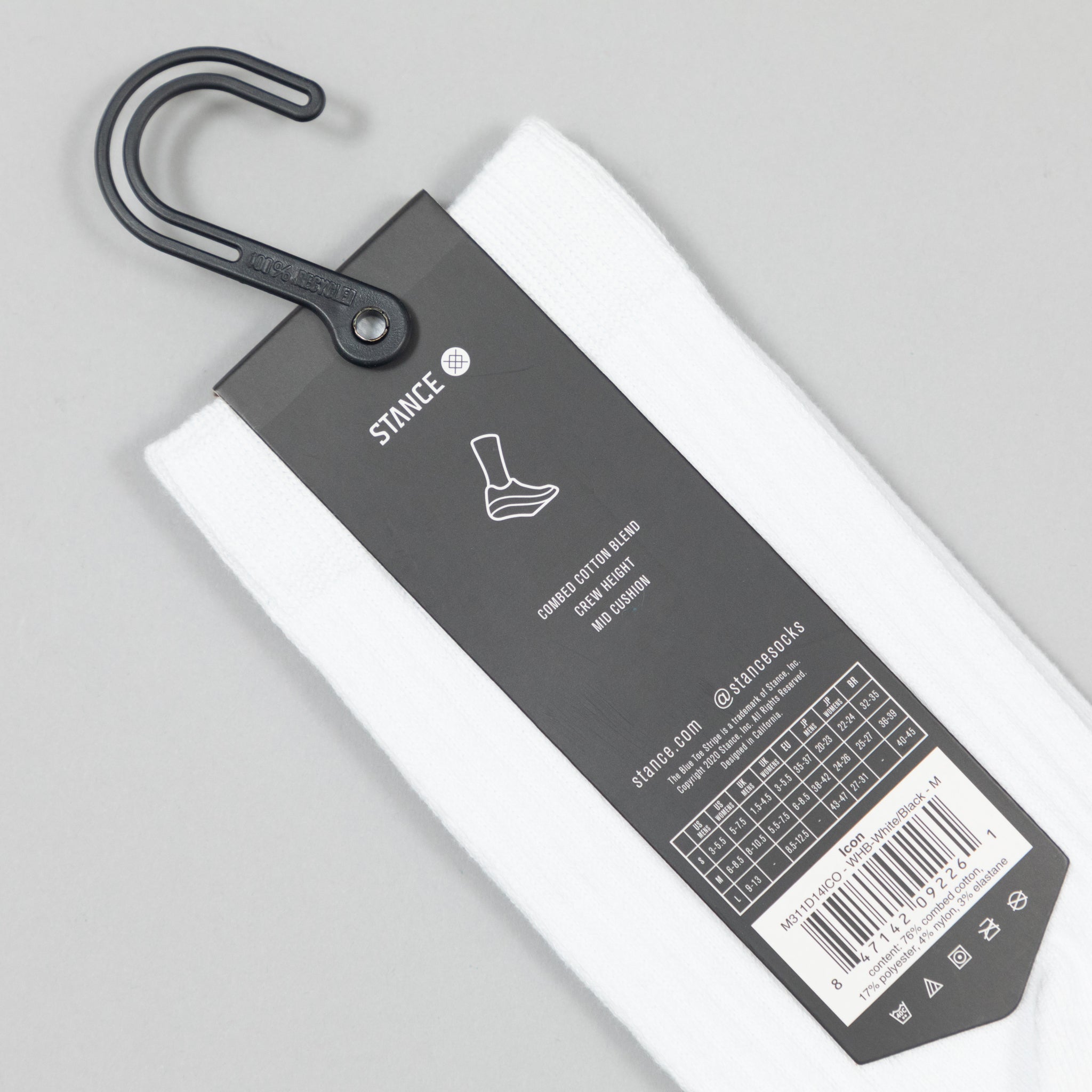 STANCE Icon Classic Crew Socks in WHITE