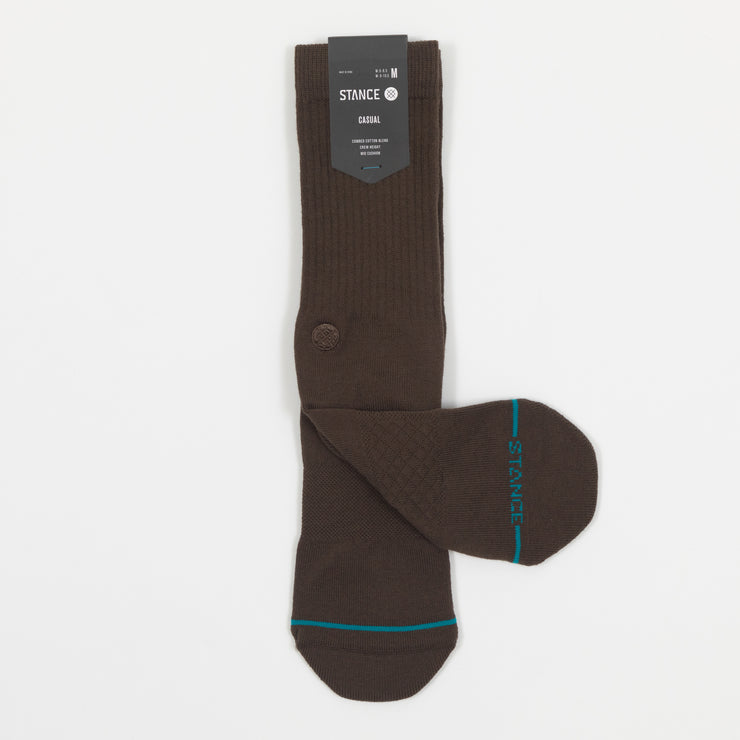 STANCE Icon Classic Crew Socks in BROWN