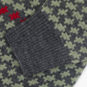 FARAH Jarrett Crew Neck Patterned Wool Sweatshirt in OLIVE GREEN
