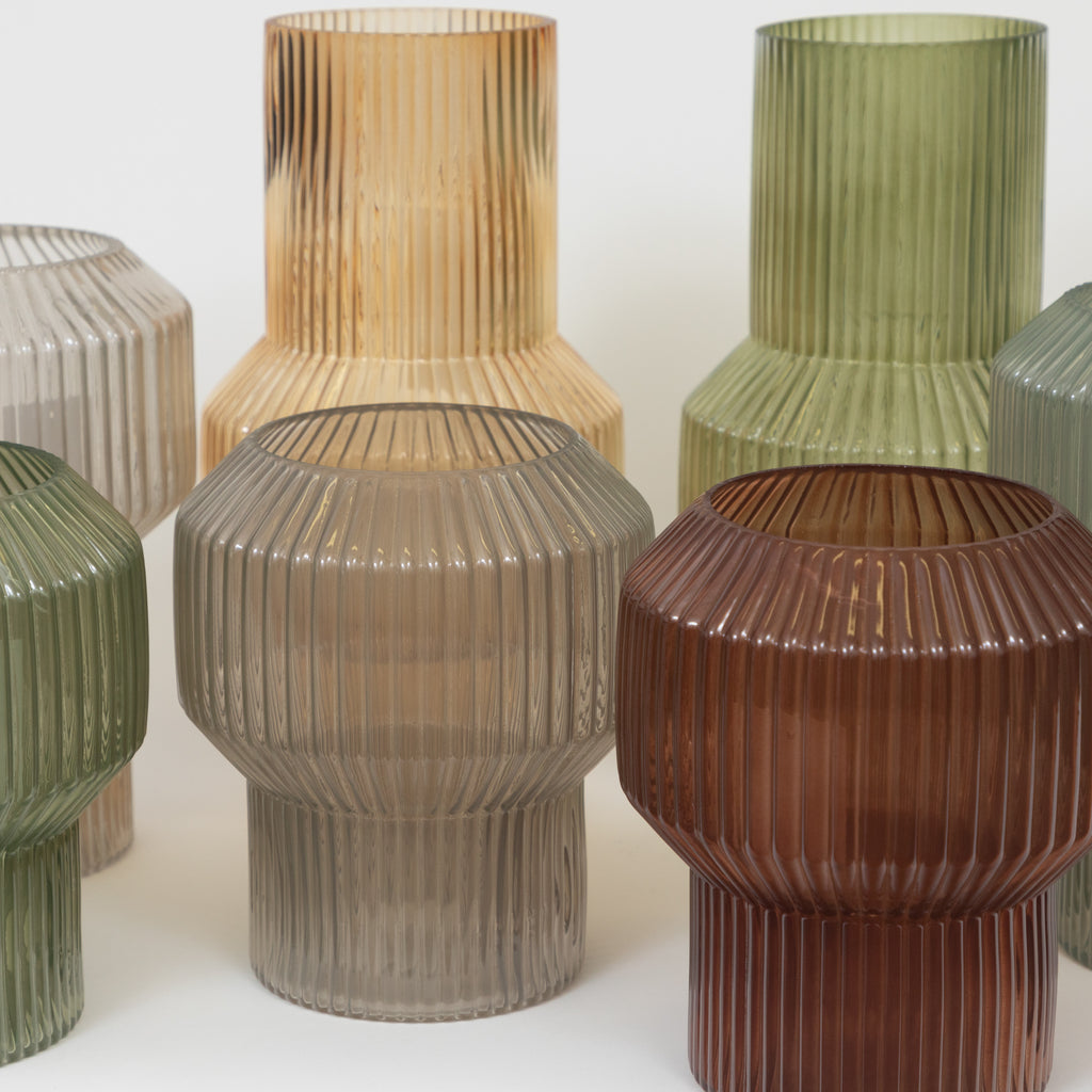 LIGHT & LIVING Leila Glass Vase in WARM GREY (Medium)