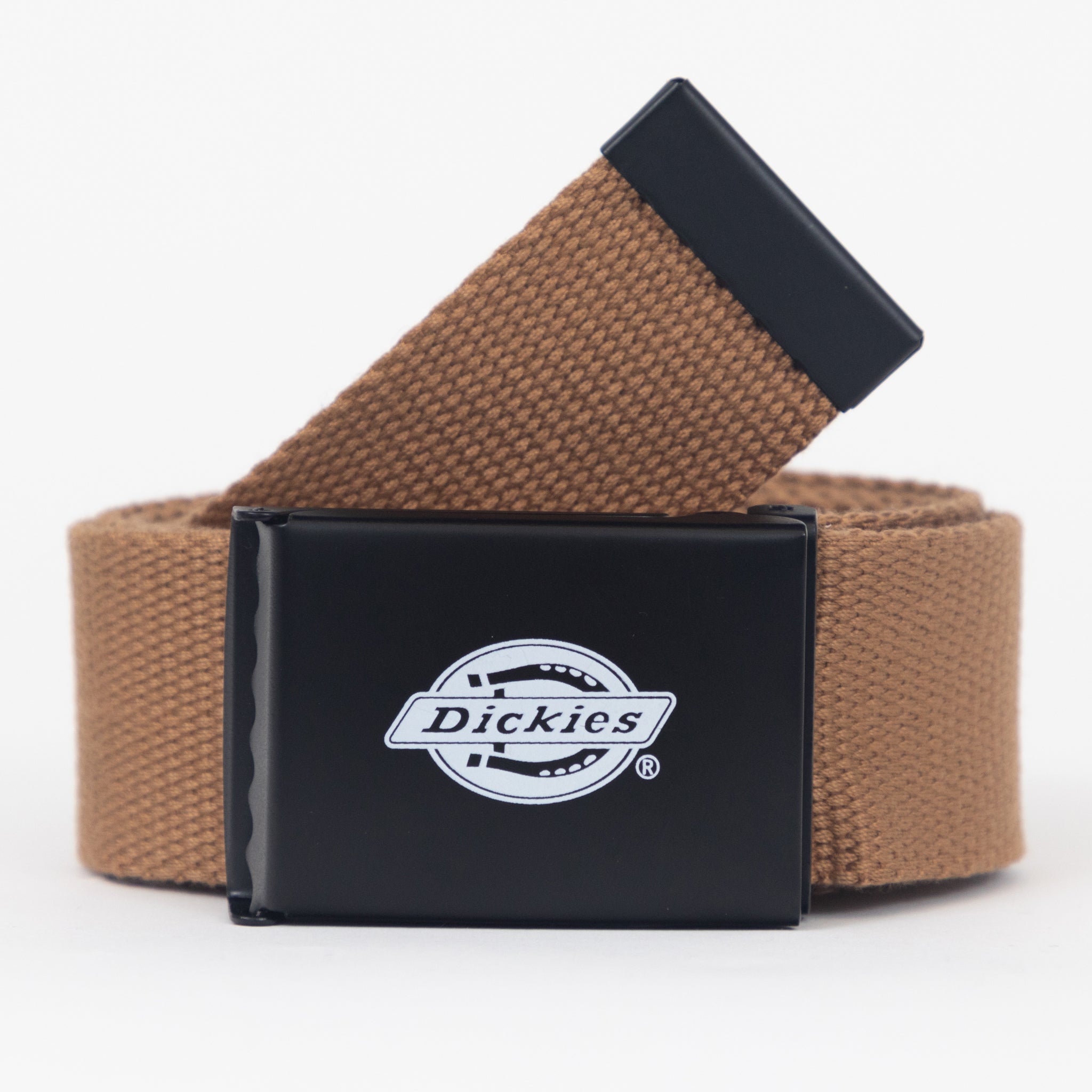 DICKIES Orcutt Webbing Logo Buckle Belt in BROWN DUCK