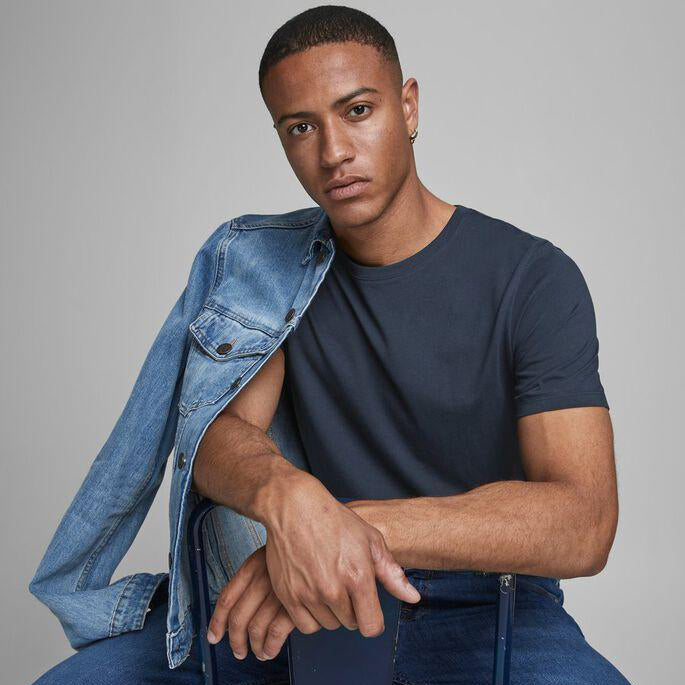 JACK & JONES Organic Cotton Basic T-Shirt in NAVY