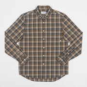 FARAH Patrick Long Sleeve Checked Shirt in BEIGE