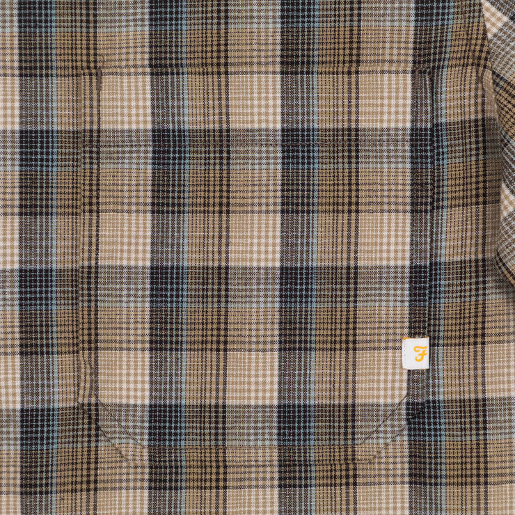 FARAH Patrick Long Sleeve Checked Shirt in BEIGE