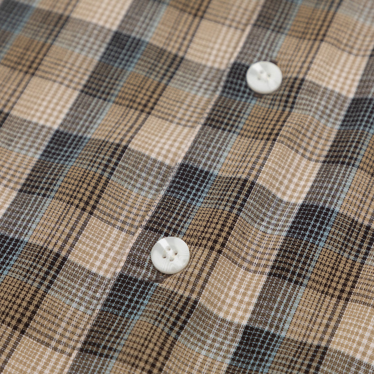 FARAH Patrick Long Sleeve Checked Shirt in BEIGE